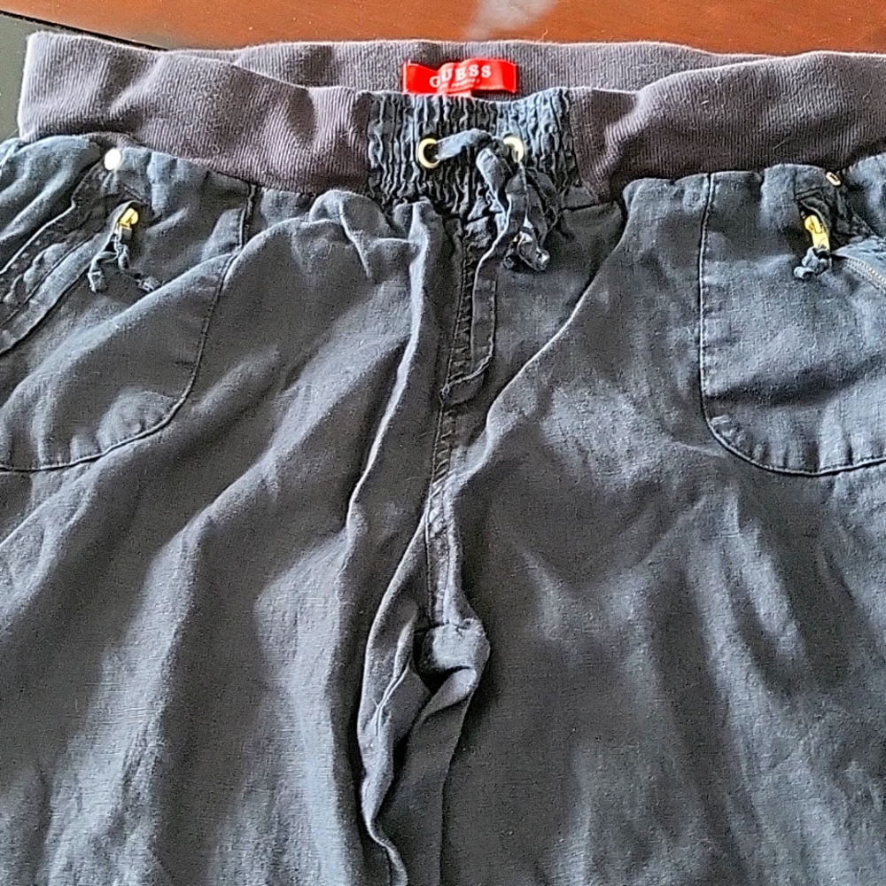 Guess linen blend capris - black